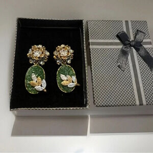 -FINAL PRICE- New! Statement Earrings Green/Gold